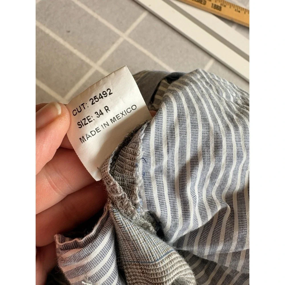Berle Mens Linen Trousers 34x26 Plaid Check Blue Grey Flat Front Dress Pants